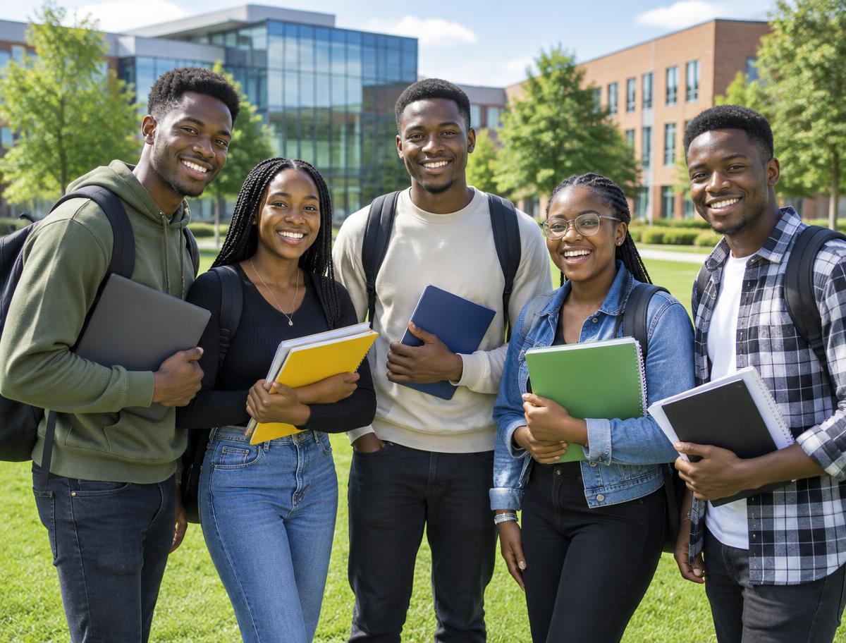 First-year students on the Ardhi University campus