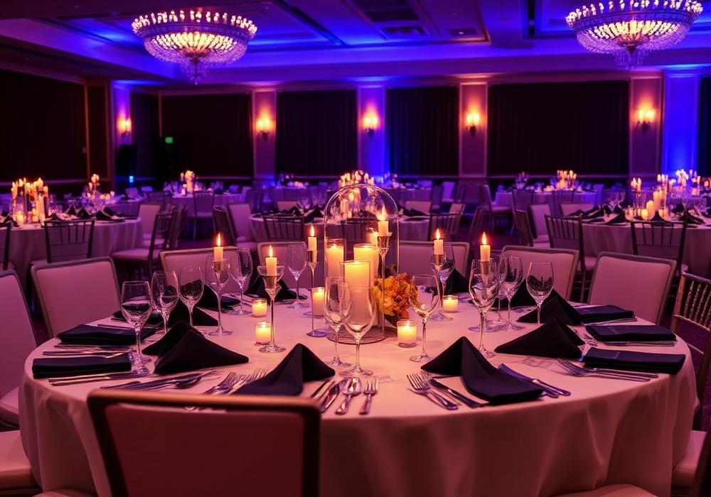 Table settings prepared for the annual fellowship banquet