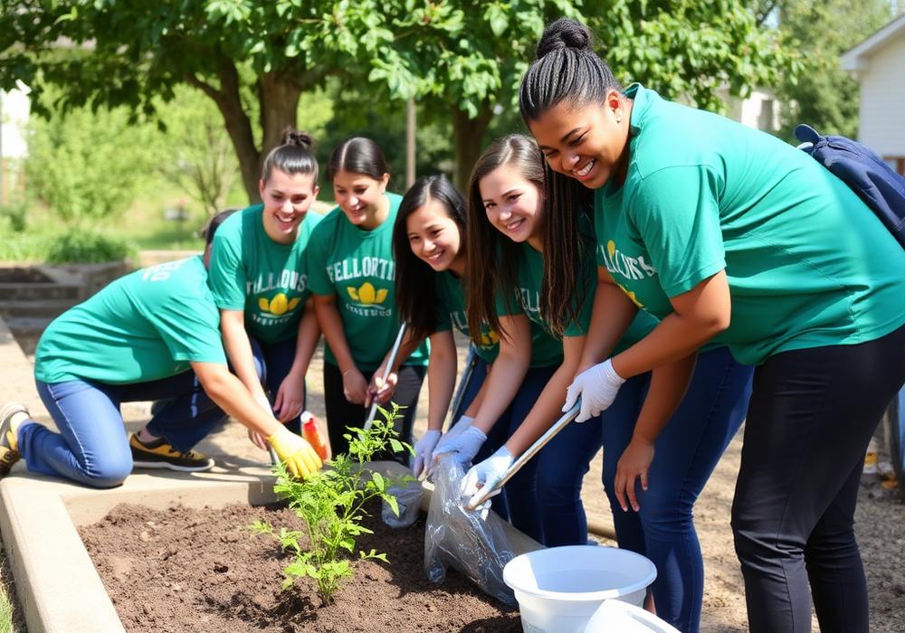 Fellowship members serving the community during an outreach day